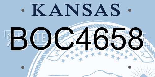BOC4658 Kansas License Plate