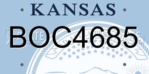 BOC4685 Kansas License Plate