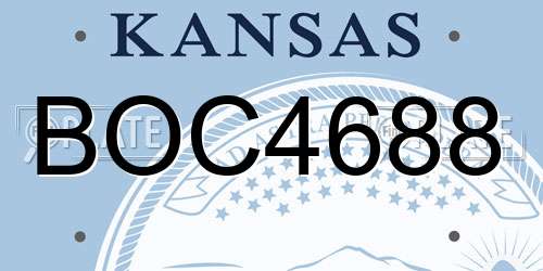 BOC4688 Kansas License Plate