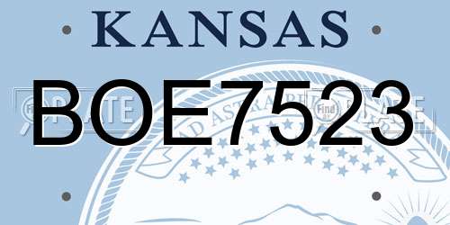 BOE7523 Kansas License Plate