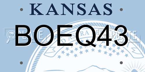 BOEQ43 Kansas License Plate