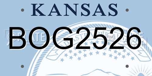 BOG2526 Kansas License Plate