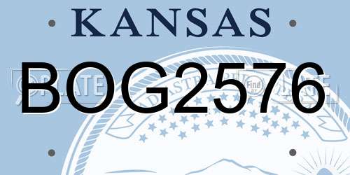 BOG2576 Kansas License Plate