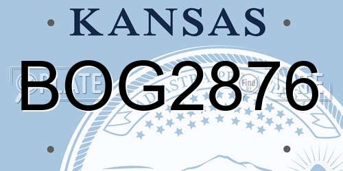 BOG2876 Kansas License Plate