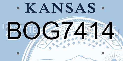 BOG7414 Kansas License Plate