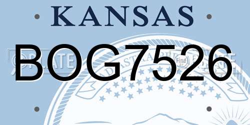 BOG7526 Kansas License Plate