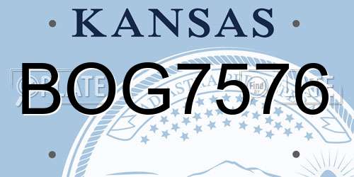 BOG7576 Kansas License Plate