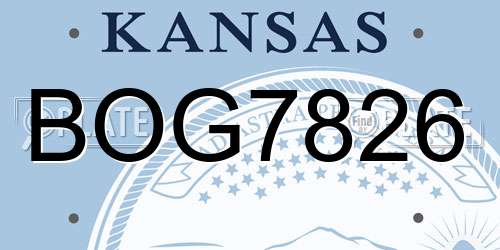 BOG7826 Kansas License Plate