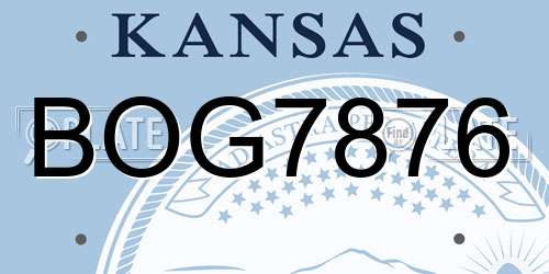BOG7876 Kansas License Plate