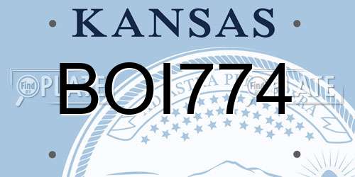 BOI774 Kansas License Plate