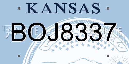 BOJ8337 Kansas License Plate