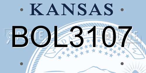 BOL3107 Kansas License Plate