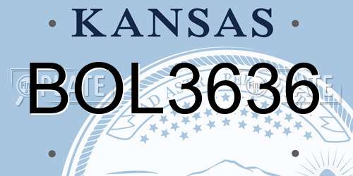 BOL3636 Kansas License Plate