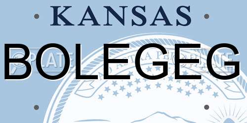 BOLEGEG Kansas License Plate