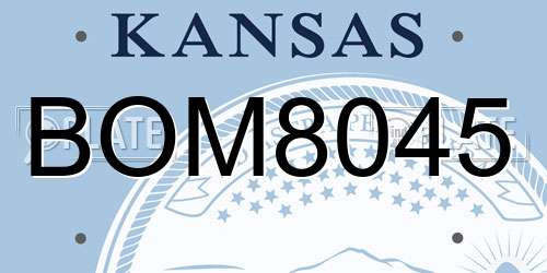 BOM8045 Kansas License Plate