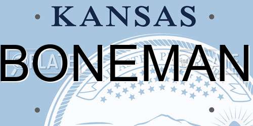 BONEMAN Kansas License Plate