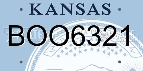 BOO6321 Kansas License Plate
