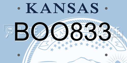 BOO833 Kansas License Plate