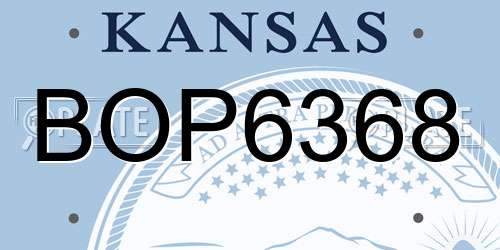BOP6368 Kansas License Plate