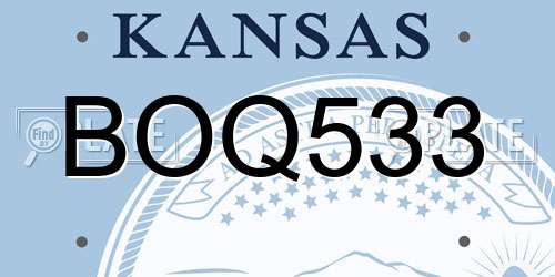 BOQ533 Kansas License Plate