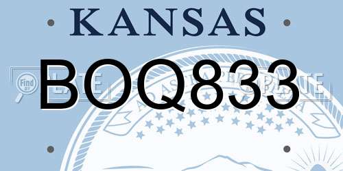 BOQ833 Kansas License Plate