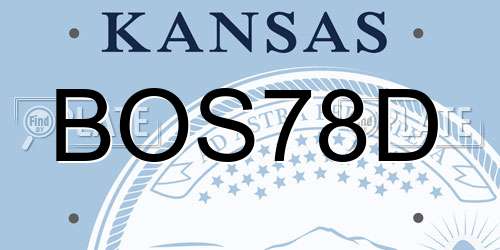BOS78D Kansas License Plate
