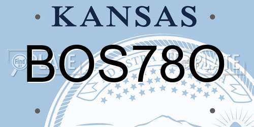 BOS78O Kansas License Plate