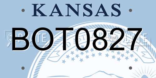 BOT0827 Kansas License Plate