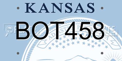 BOT458 Kansas License Plate