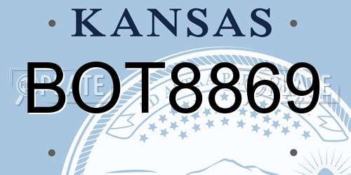 BOT8869 Kansas License Plate