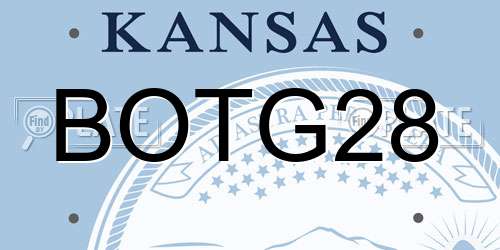 BOTG28 Kansas License Plate