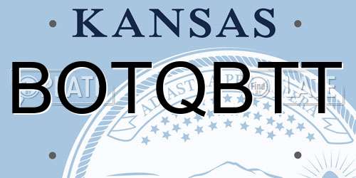 BOTQBTT Kansas License Plate