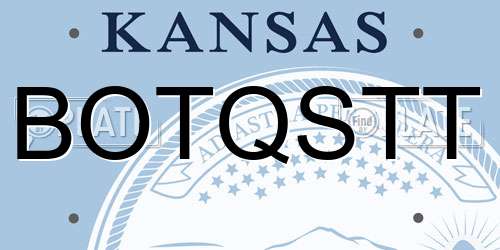 BOTQSTT Kansas License Plate