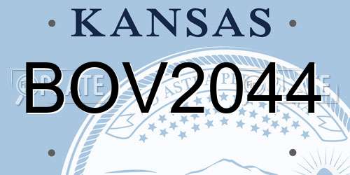 BOV2044 Kansas License Plate