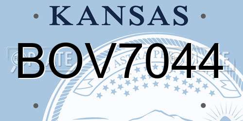 BOV7044 Kansas License Plate