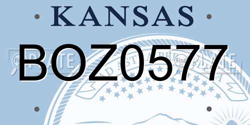 BOZ0577 Kansas License Plate