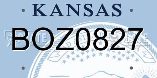 BOZ0827 Kansas License Plate