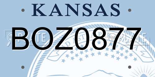 BOZ0877 Kansas License Plate