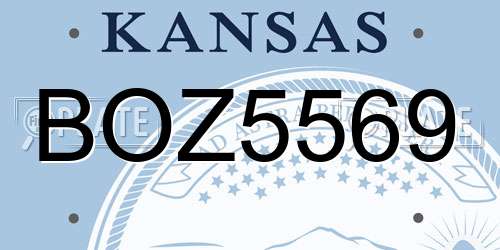 BOZ5569 Kansas License Plate