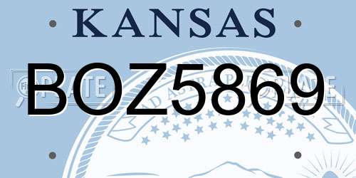 BOZ5869 Kansas License Plate