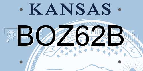 BOZ62B Kansas License Plate