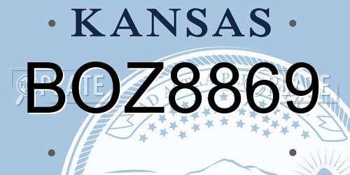 BOZ8869 Kansas License Plate