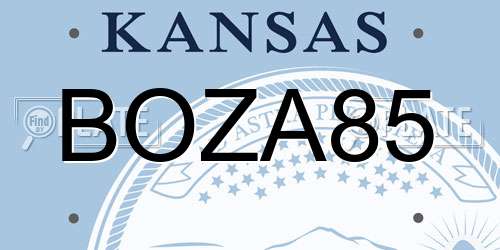 BOZA85 Kansas License Plate