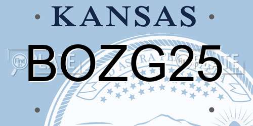 BOZG25 Kansas License Plate