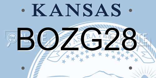 BOZG28 Kansas License Plate
