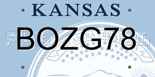 BOZG78 Kansas License Plate
