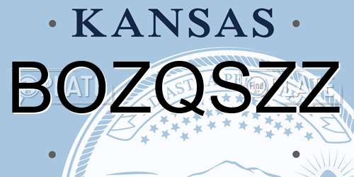 BOZQSZZ Kansas License Plate