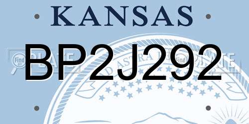 BP2J292 Kansas License Plate