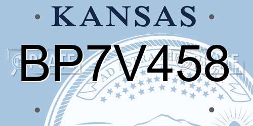 BP7V458 Kansas License Plate