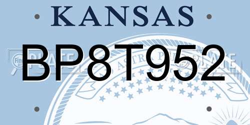 BP8T952 Kansas License Plate